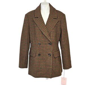 Anthropologie Avec Les Filles Hourglass Double-Breasted Blazer, Houndstooth, L